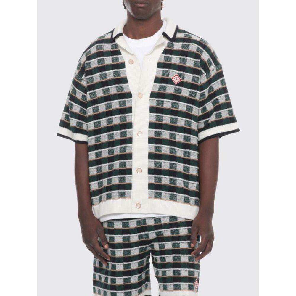 Casablanca Men Casablanca Checkered Cotton Short-Sleeve Shirt With Cuban Collar